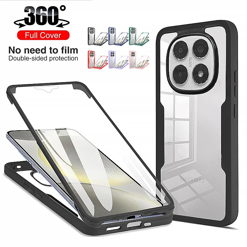 For Xiaomi Poco X7 5G Case 360 Sided Full Protect Back Cover for Pocco Poko Little X7 X 7 7X  Pocox7 Clear Screen TPU+PC Funda