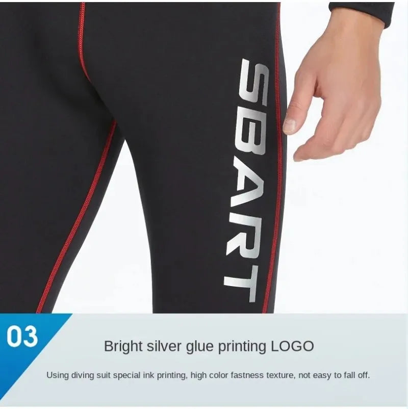 SBART 3mm One-piece Neoprene Wetsuit Men Hooded Warm Long Sleeve Diving Suit Cold Proof Sunscreen Surfing Swimming Snorkeling