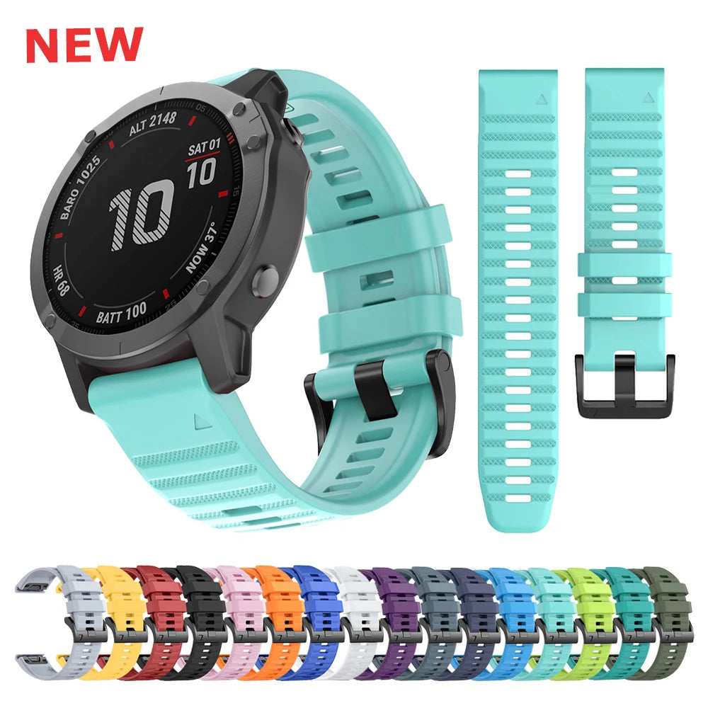 22mm 26mm Width Silicone Strap For Garmin For Garmin Forerunner 970 965 955 QuickFit Watch Band Fenix 8 7 7X Pro 6 6X 5 5X Plus