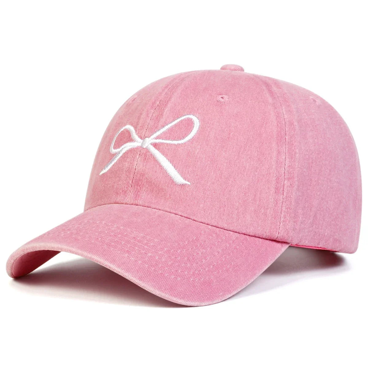 Unisex Bow Embroidery Wash Baseball Caps Spring and Autumn Outdoor Adjustable Casual Hats Sunscreen Hat