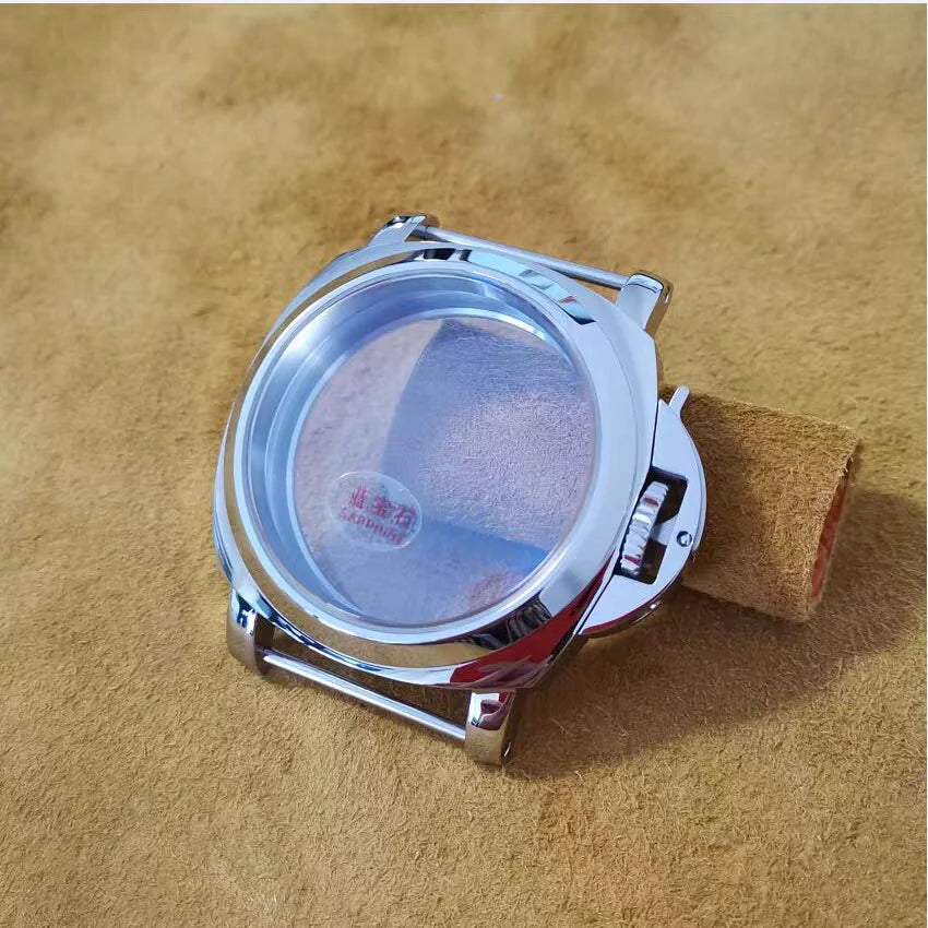 44mm 316L Stainless Steel Mineral Glass Or Sapphire Crystal Fit for ETA 6497/6498 ST3600 ST321 Movement steel color Case parts