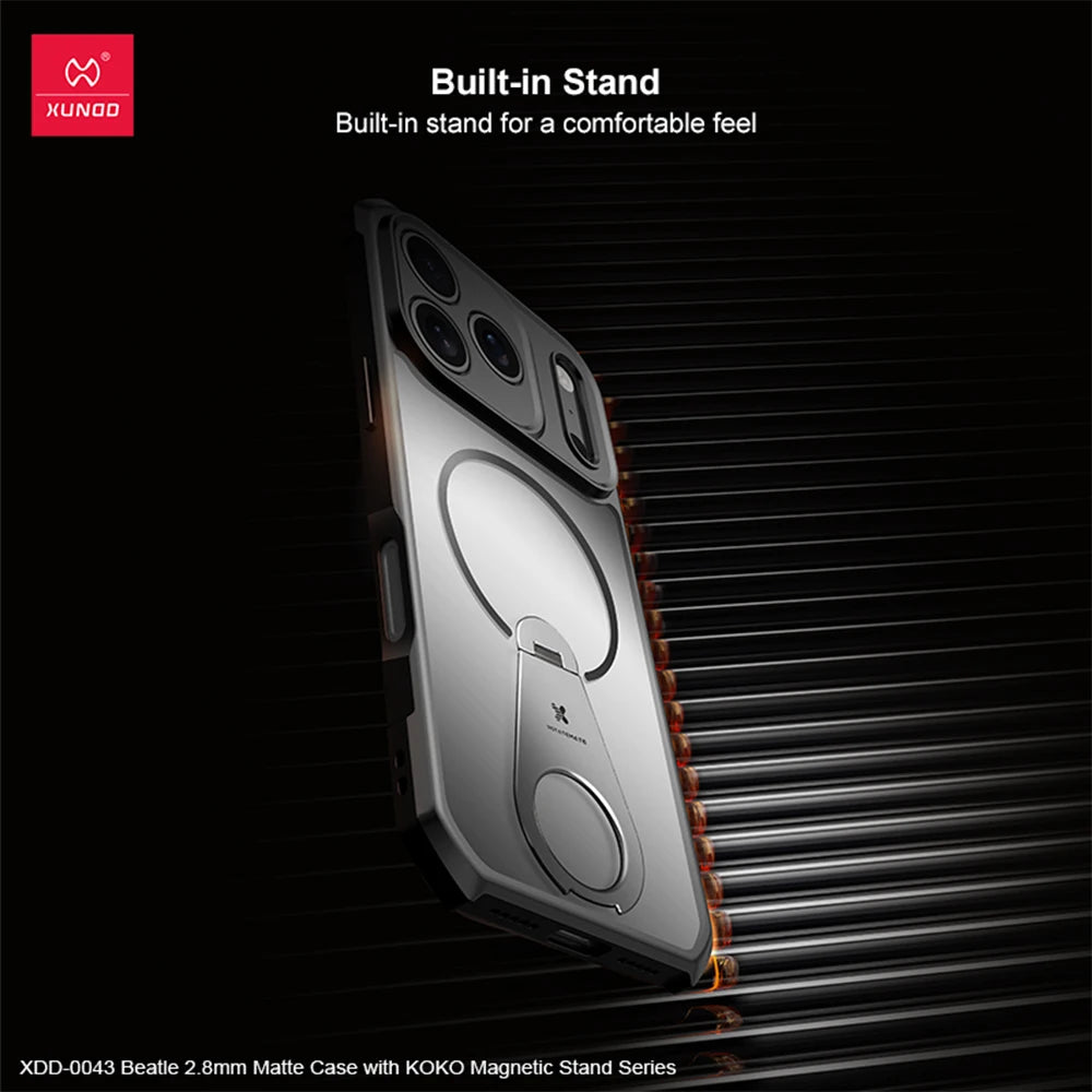 Xundd For iPhone 17 Pro Max 17 Air 17 Pro Magnetic Case with 360° Invisible Stand,PC+TPU Anti-fingerprint Anti-drop Phone Cover
