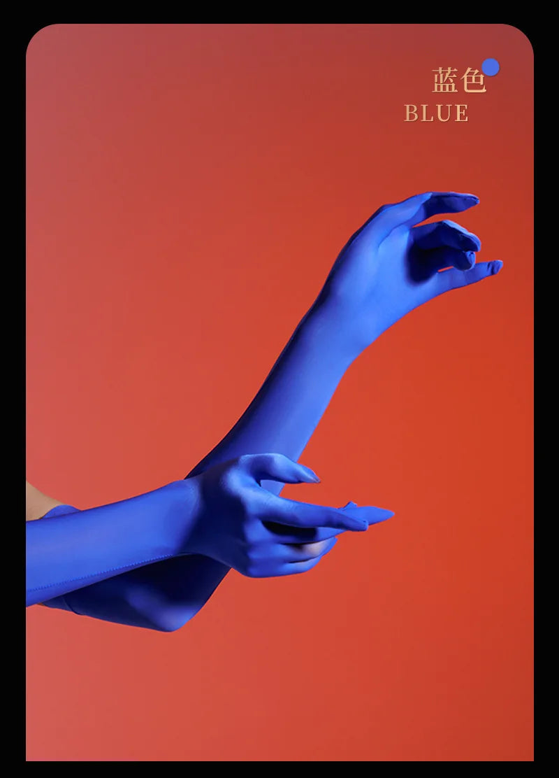 Sexy Women 8D 912 Pin Oil Glossy Shiny Elastic Glove Sheer See Through Ultrathin Sunscreen Driving Glove Luxury Candy Color