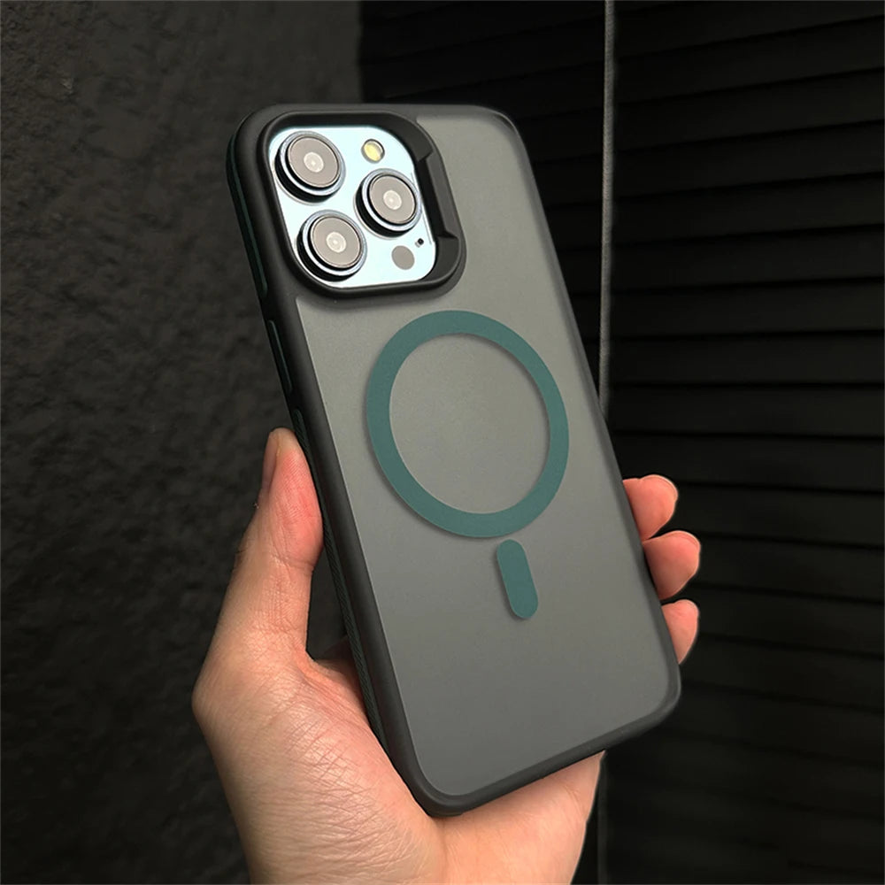 Fashion Translucent Shockproof Armor Bumper Case For iPhone 15 14 13 12 Pro Max Plus Magsafe Magnetic Wireless Charge Back Cover