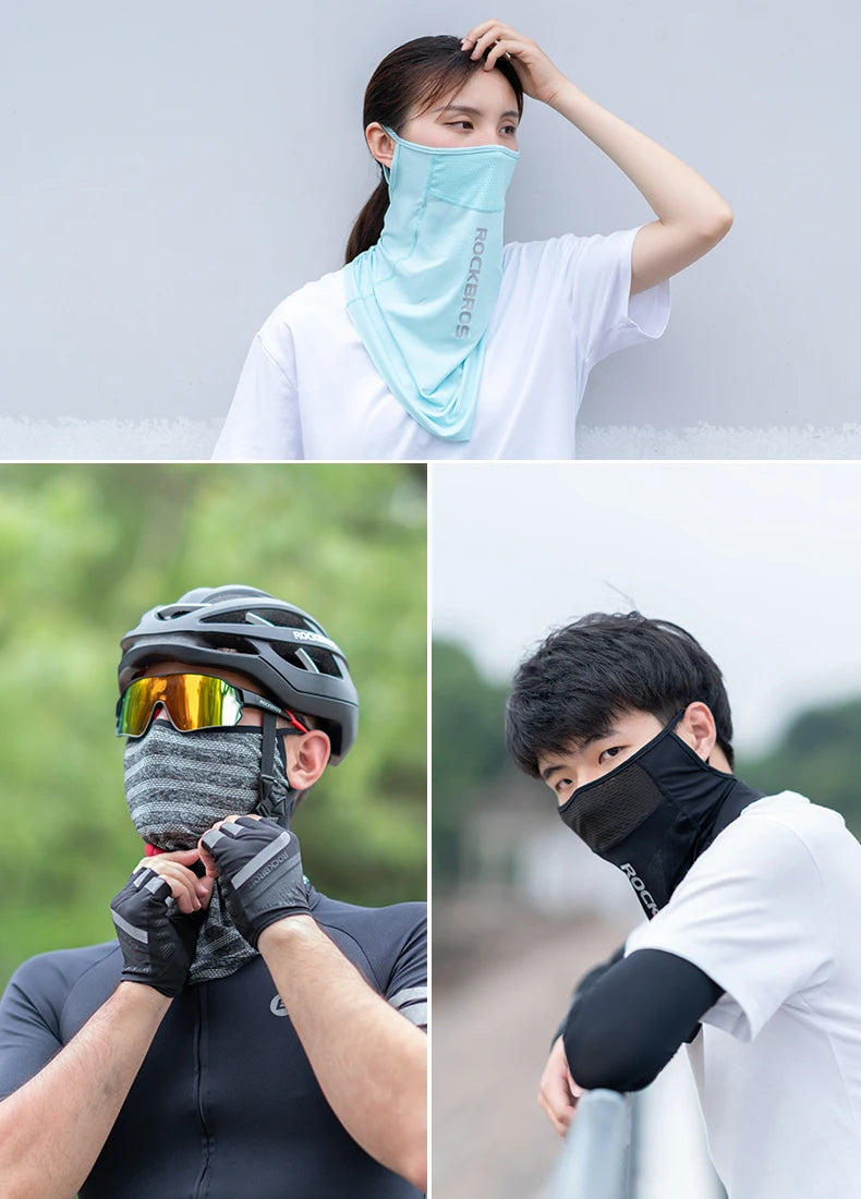 ROCKBROS Ice Silk Cycling Face Mask UV Sun Protect UPF50+ Summer Breathable Collar Scarf MTB Road Motorcycle Bike Bicycle Mask
