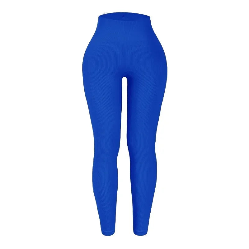 Women Thread Solid Leggings Seamless Knit Yoga Leggings Gym Workout Running Stretchy High Waist Hip Liftting Skinny Gym Tights