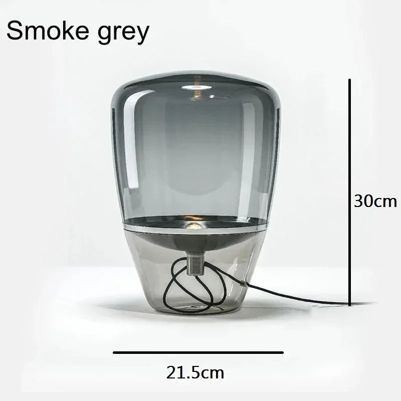 Postmodern Smoky Gray Glass Table Lamp Italian Creative Art Desktop Decoration Stand Lights Living Room Bedroom Hotel Lighting