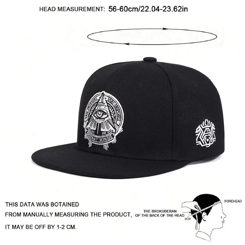 2025 New Eye of God Flat Edge Hat Mesh Hat Fashion Men's Street HipHop Hat Women's Outdoor Decoration Sunscreen Hat Baseball Hat