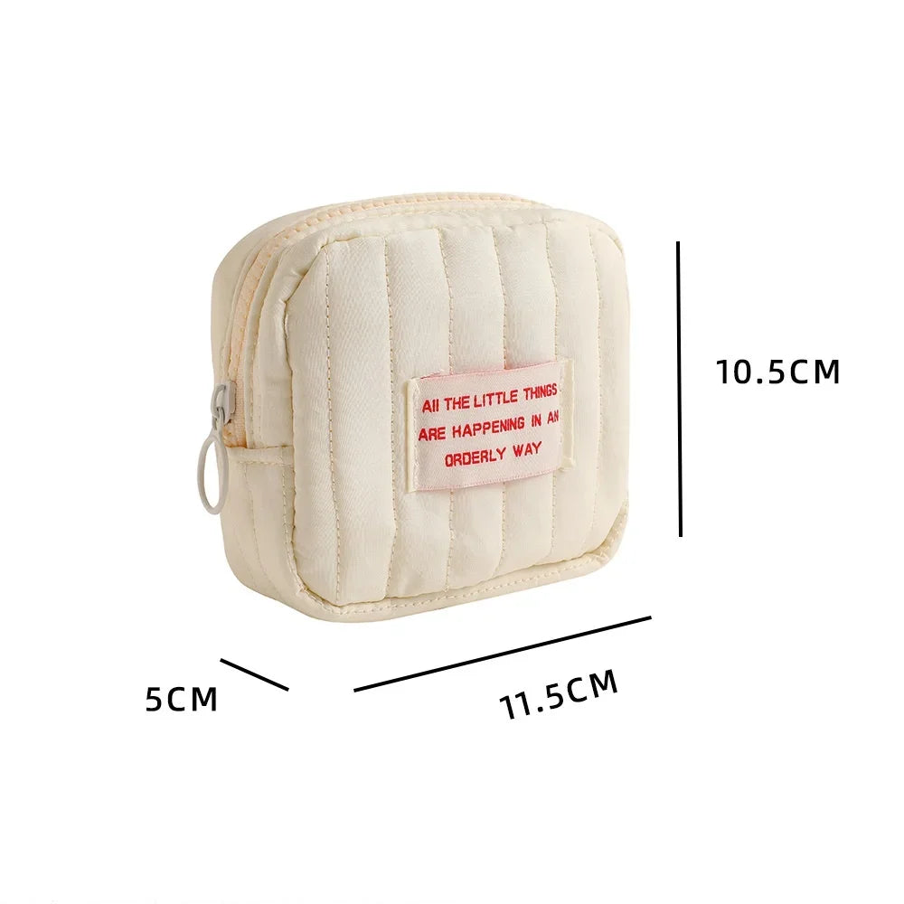 Korean Mini Cute Square Cosmetic Bag Women Portable Earphones Lipstick Sanitary Napkins Storage Pouch Small Makeup Zipper Bags