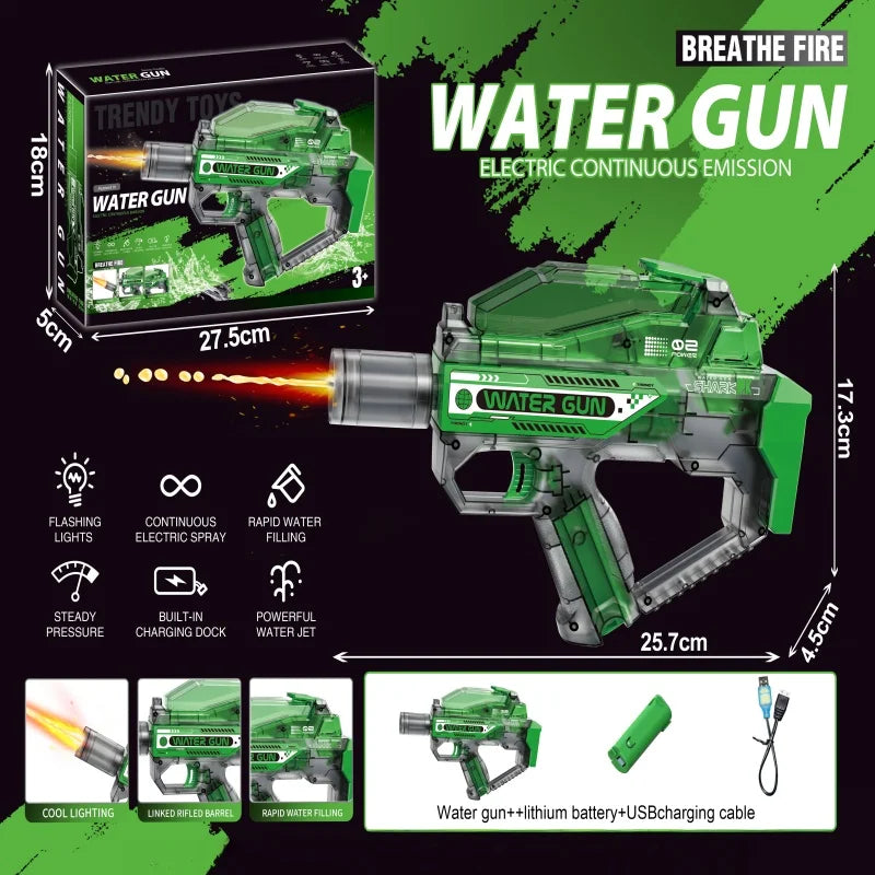 Summer Outdoor Shooting Game Toys for Kids Battery Powered Electric Water Gun Transparent  Children Automatic Water Spray Guns