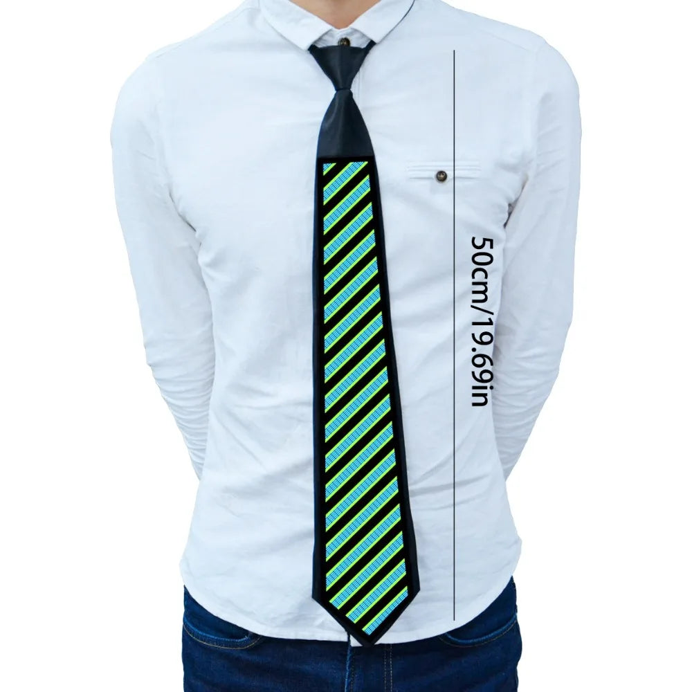 Apparel Accessories Rainbow LED Light Tie Adjustable Neon Flashing Glow Rave Party Necktie Narrow Hip-hop Luminous Cravat Street
