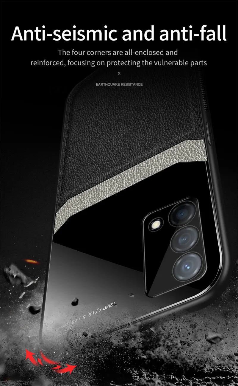 Realme GT Master RMX3363 RMX3360 Case Leather Glass Texture TPU Bumper with Plexiglass Back Cover for Realme GT Master Edition