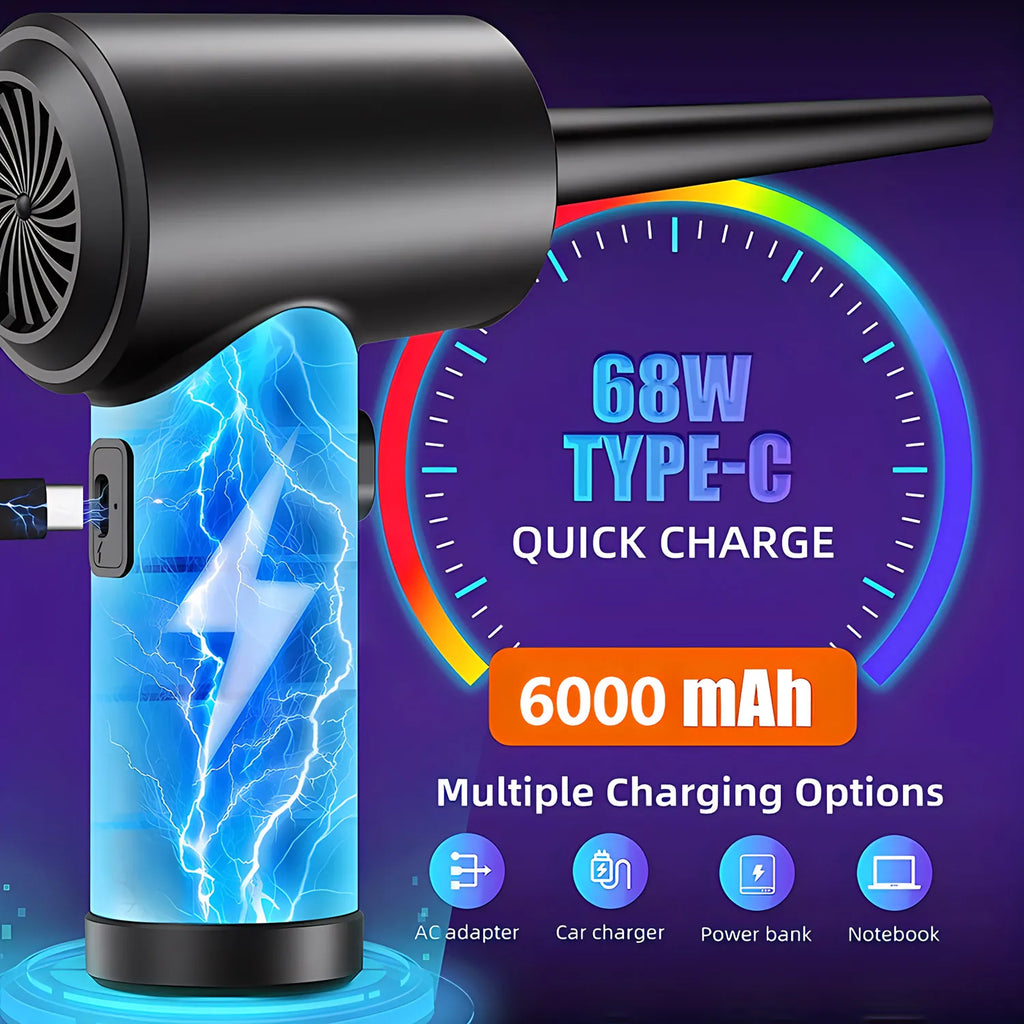 Protable Air Duster for Computer Cleaning 51000RPM Cordless Compressed Air Blower with LED Light for PC computers Keyboard Clean