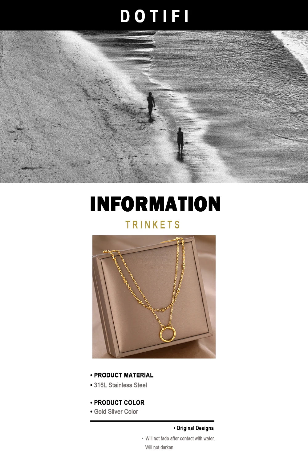 Stainless Steel Necklaces Trending Products Circle Pendant Bead Layer Chain Light Luxury Choker Fine Necklace For Women Jewelry