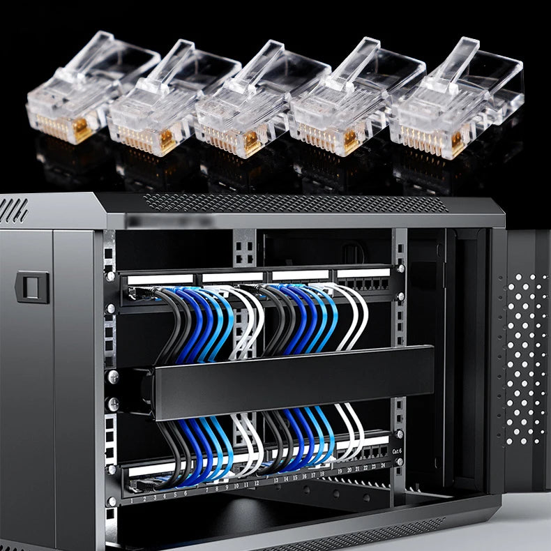 Rj45 Cat5e Connector Crystal Unshielded RJ45 Ends UTP 8Pin Modular Network Plug Connectors for Solid Stranded UTP Network Cable