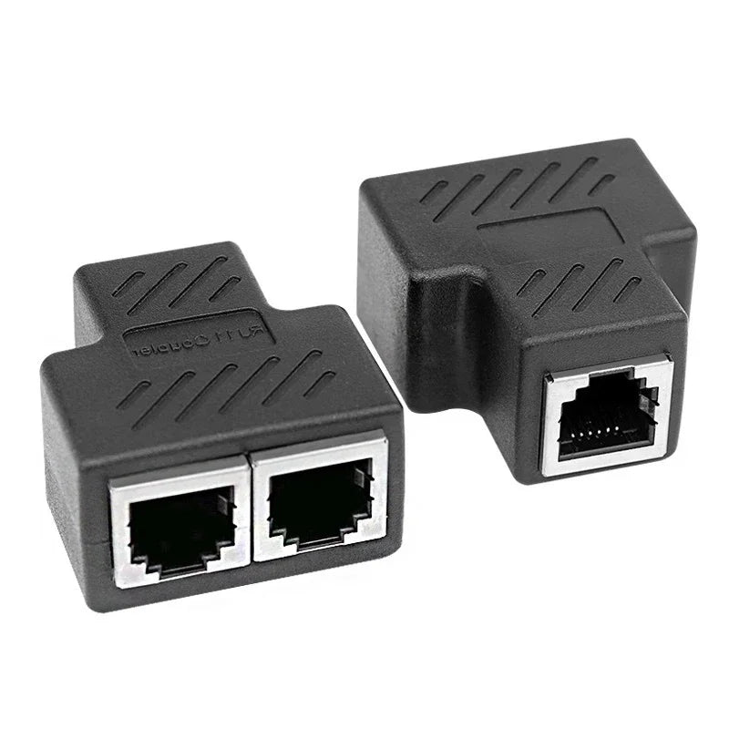 1/2/3/5pcs Network Rj45 Cable Port Network Cable Splitter Extender Plug Adapter Connector (8 Core) Split Into Two Splitter