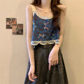 Star Embroidered Crochet Tank Top for Women Sleeveless Crop Camis Teen-girl Bohemian Spring Summer 2026 Festival Outfit