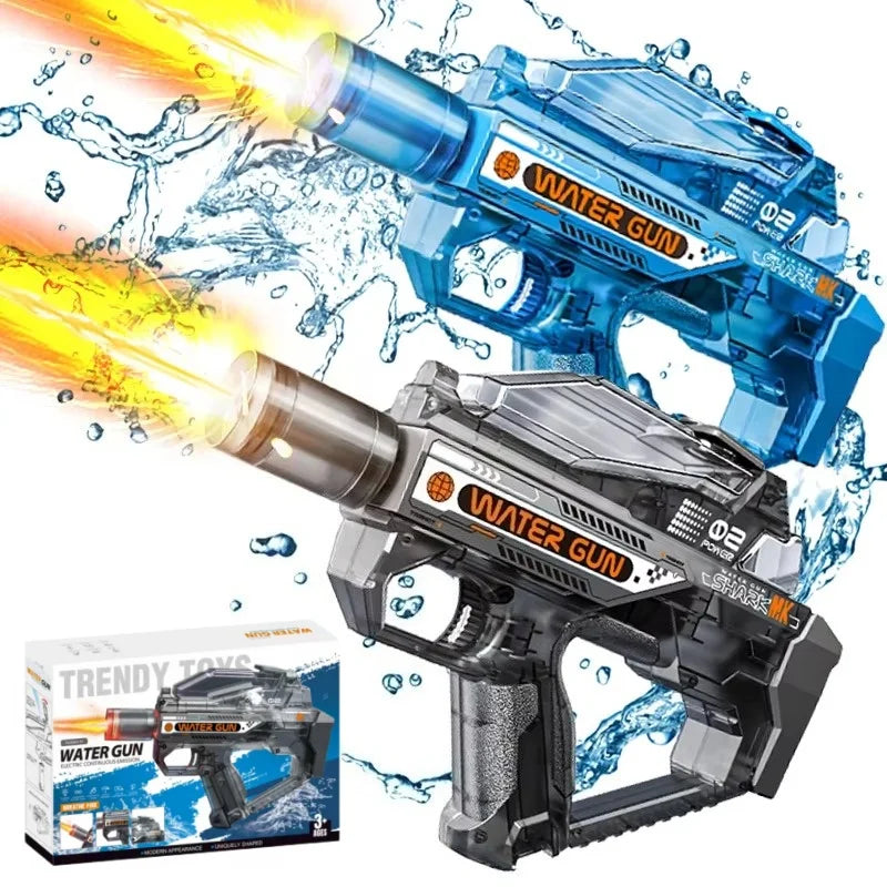 Summer Outdoor Shooting Game Toys for Kids Battery Powered Electric Water Gun Transparent  Children Automatic Water Spray Guns