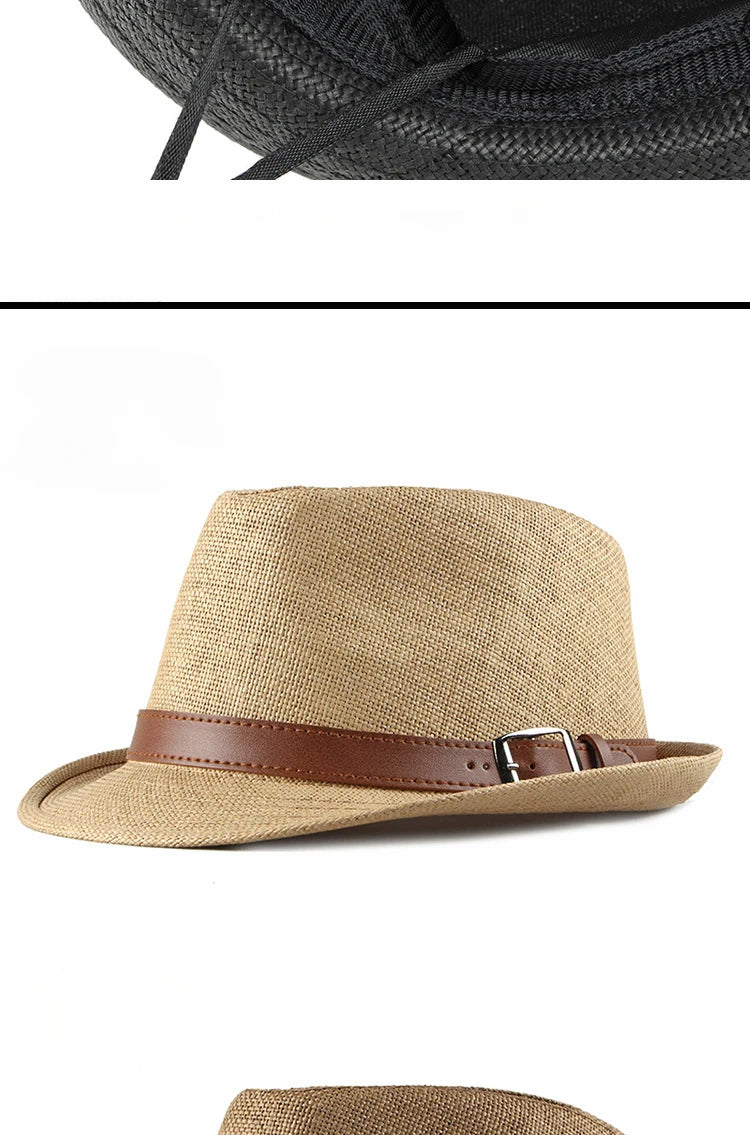 Summer Straw Hat Male Korean Fashion Hat Female Sun Visor British Retro Gentleman Jazz Hat