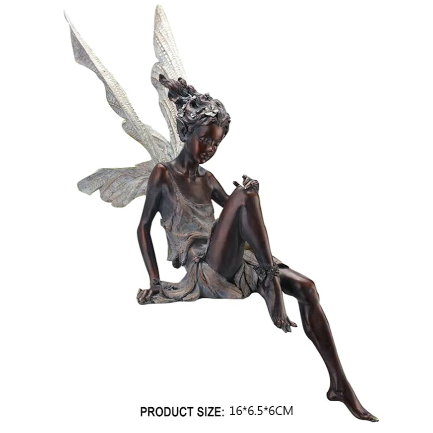 Flower Fairy Statue Garden Decoration Turek Sitting On Fairy Sculpture Outdoor Garden Courtyard Lawn Resin Decorative Sculpture