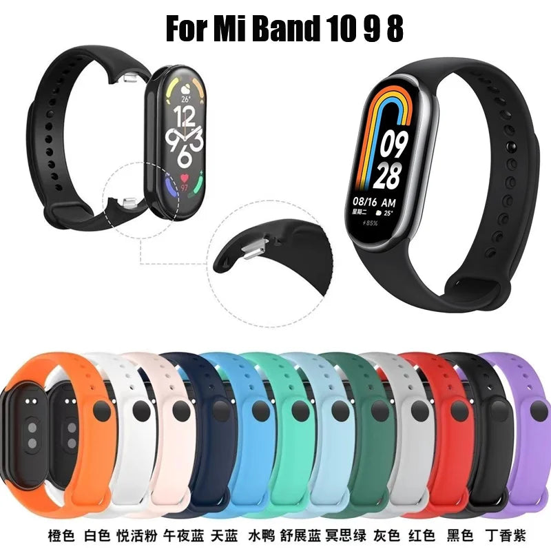 Official silicone Watch band For Xiaomi Mi band 10-NFC Strap Replacement miband10 Bracelet Sport smart mi band 9-8 Accessories