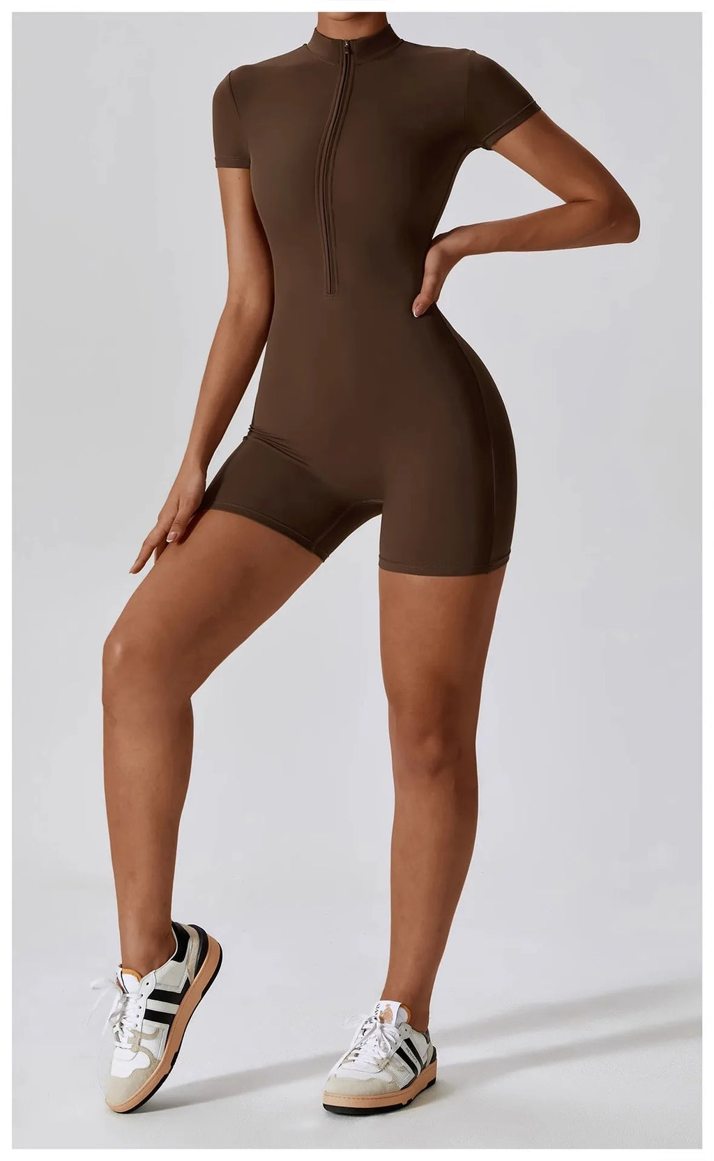 Summer Short Sleeve Zipper Jumpsuit Sports Wear Gym Fitness Sports Bodysuits Women Running Fashion Workout Clothes Yoga Clothing