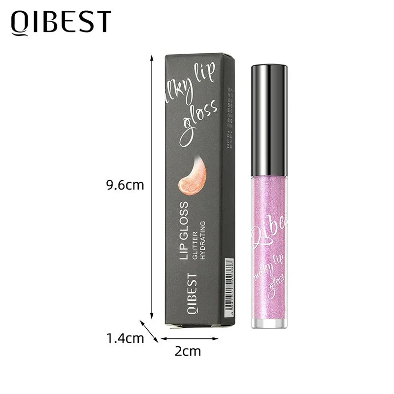 Shimmering Taro Purple Lip Gloss Moisturizing Plumping Gold Sparkle Lip Gloss Glassy Jelly Shine Liquid Lipstick for Sexy Makeup