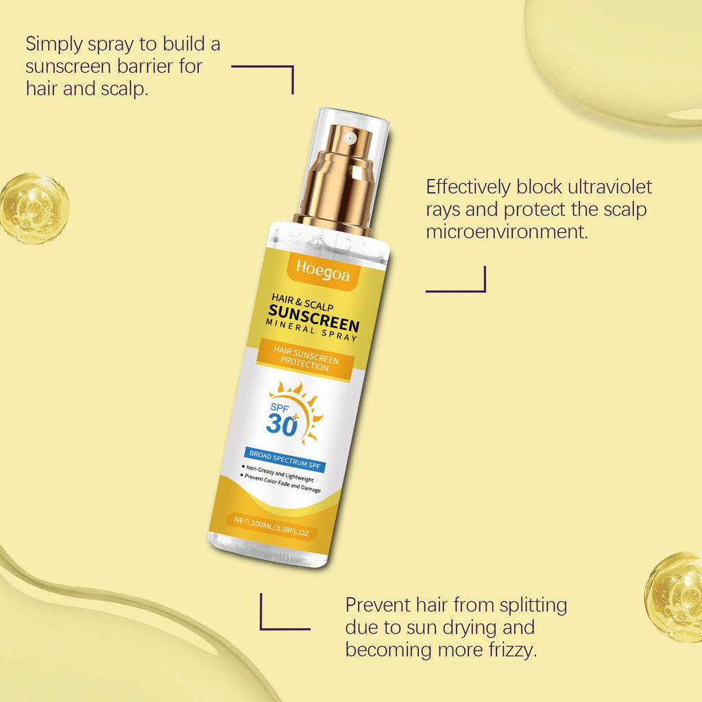 Scalp Hair Sunscreen Spray For Dyed Highlighted Hair UV Protection Prevent Hair Fading Dryness Lightweight Scalp Sunscreen Care