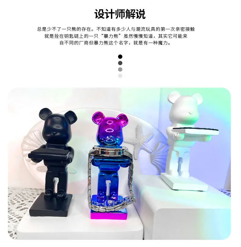 Trendy Watch Display Stand, Electroplating Cartoon Bear, Animal Resin Ornaments, Jewelry Storage Rack, Watch Holder Figure Stand