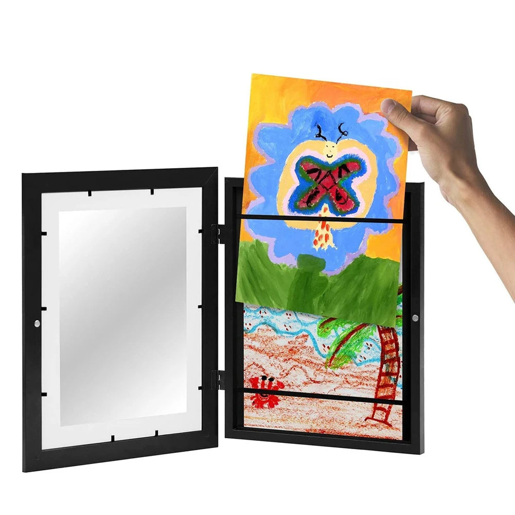 Kids Artwork Picture Frame 5.9x4.3 Inner Frame Wooden Frames Wall Display Artwork Frame for Kids Drawings Artworks Art Projects