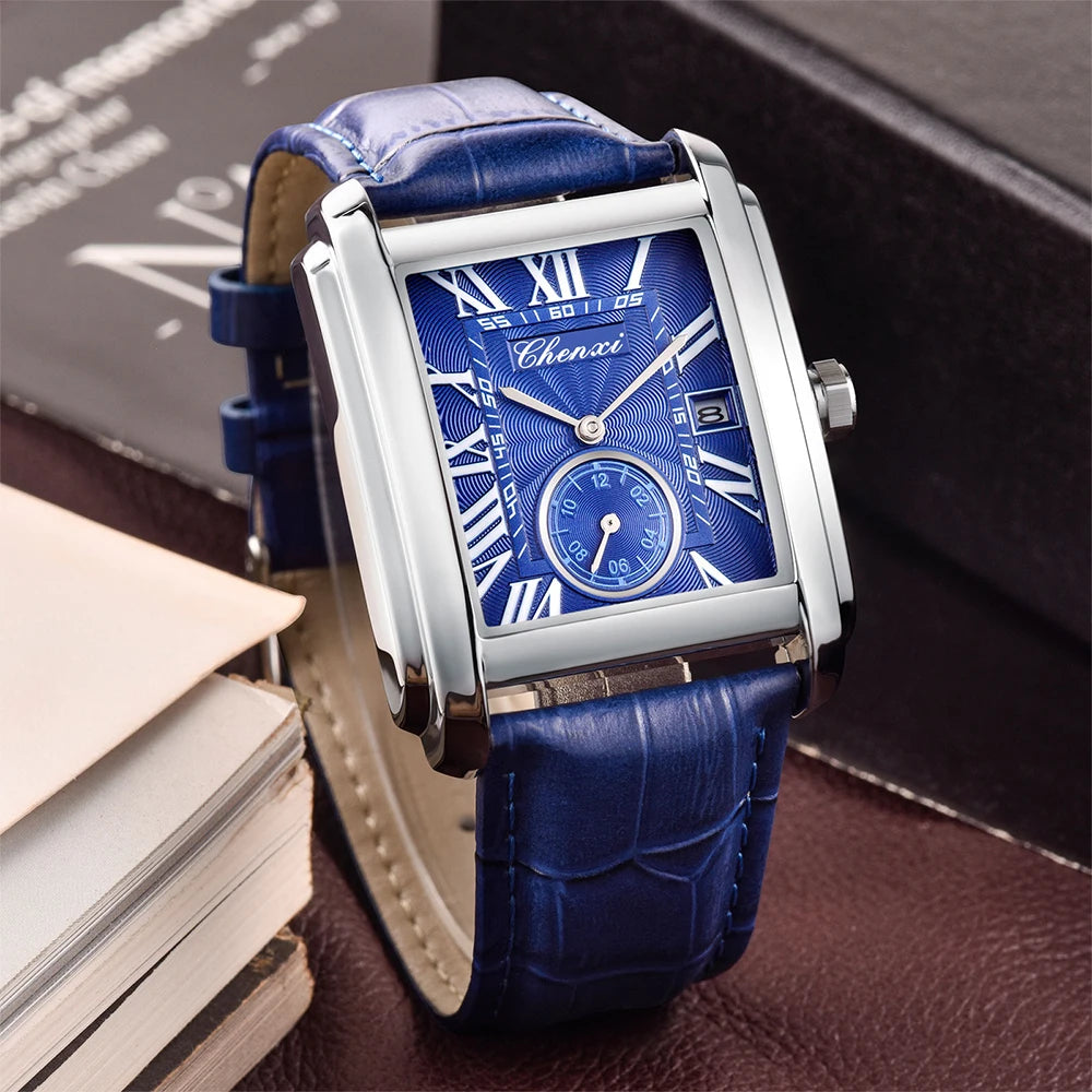 Fashion Business Watches For Men Calendar Display Quartz Watches Waterproof Leather Band Men's Wristwatch