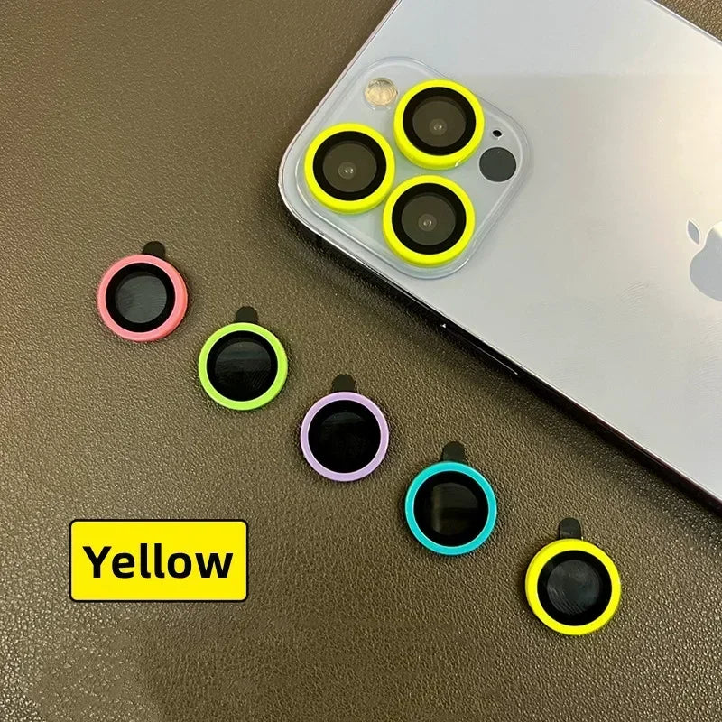 Luminous Ceramic Camera Protector Film For iPhone 14 13 12 11 15 Pro Max 14 Plus 12 13 mini Lens Ring Tempered Glass Glowing Cap