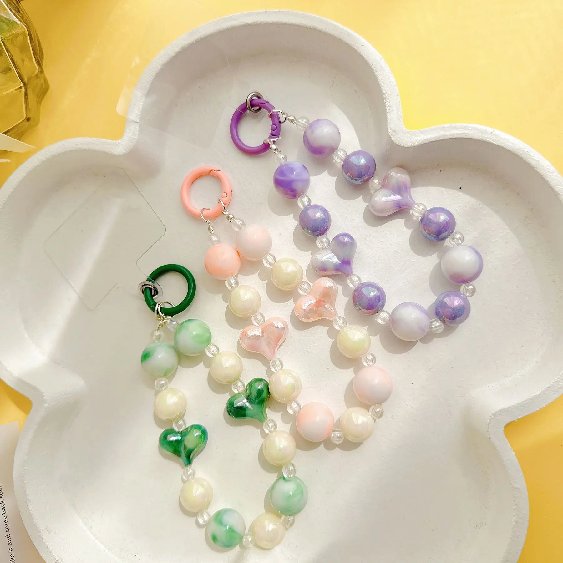 Acrylic Beads Keychain Phone Charm Women Girls Mobile Phone Chain Cellphone Strap Anti-lost Lanyard Beaded Hanging Rope Jewelry