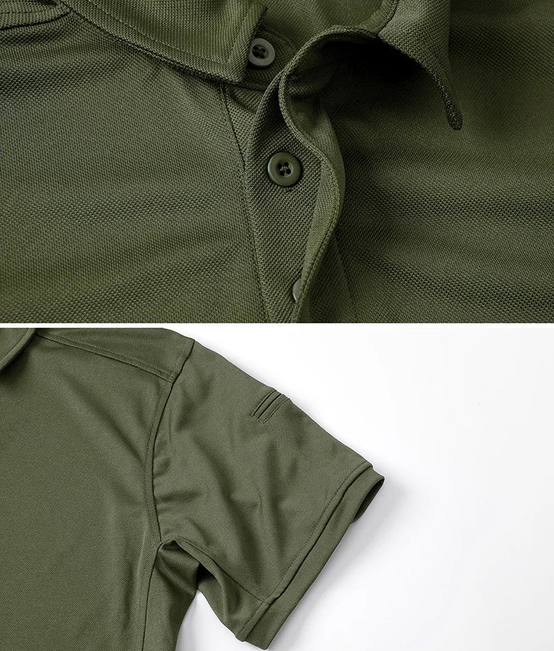 Men's Short Sleeve Tactical Shirt Casual Performance Lightweight Polo Shirt Summer Outdoor Fishing Hiking Golf Shirt USA Size
