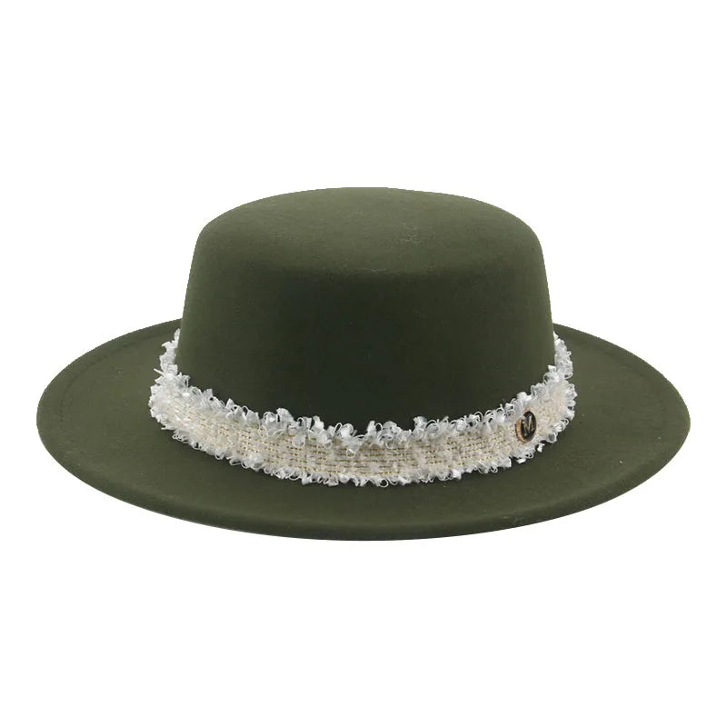 Hats for Women Fedoras Felted Hat Flat Dome Solid Band Luxury Elegant Fahsion Jazz Cap Women's Hat Women Hat Sombreros De Mujer