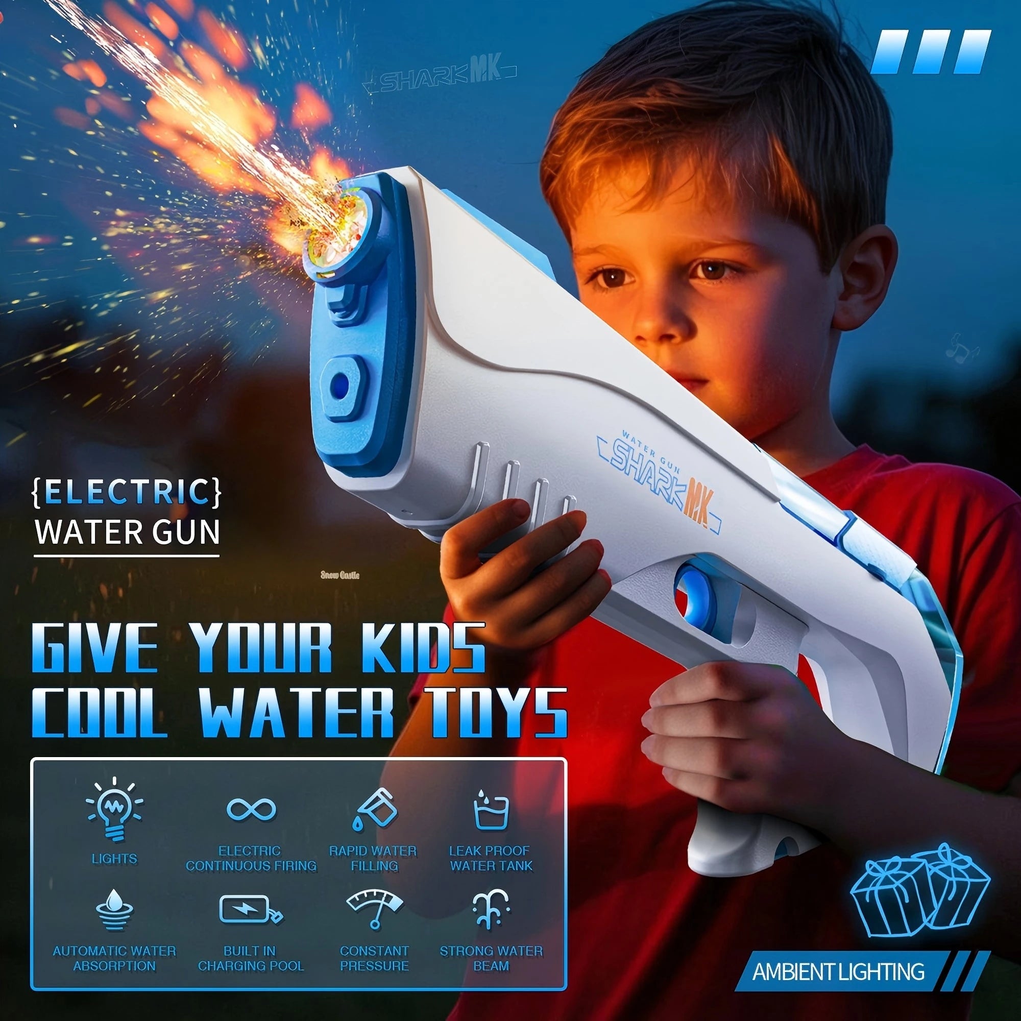 Summer High Pressure Electric Water Gun, Automatic Water For Outdoor Pool, Multiple People Fighting Games Water Toys