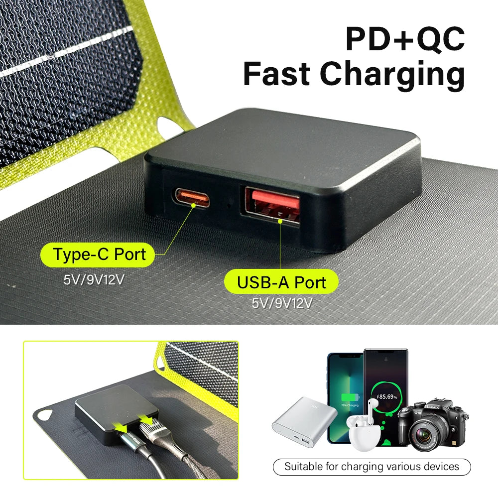 2000W ETFE portable solar charger Foldable Photovoltaic panel outdoor solar panels For iphone power bank station usb A C DC 12V