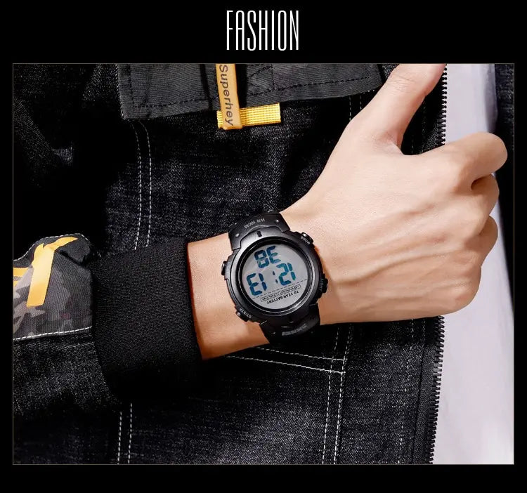 Skmei Led Light Display Chrono Digital Sport Watches Mens 10bar Top Waterproof Wristwatch 10 Year Battery Life Alarm Date Clock