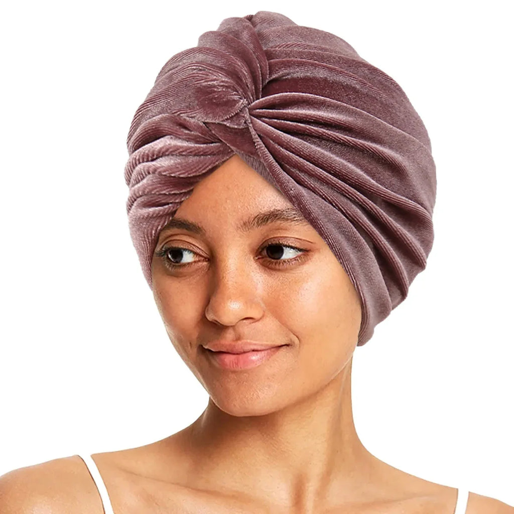 New Women Velvet Turban Hat Muslim Twist Solid Color Hijab Chemo Cap Head Wrap Headscarf Beanies Bonnet Headscarf Turbante Mujer