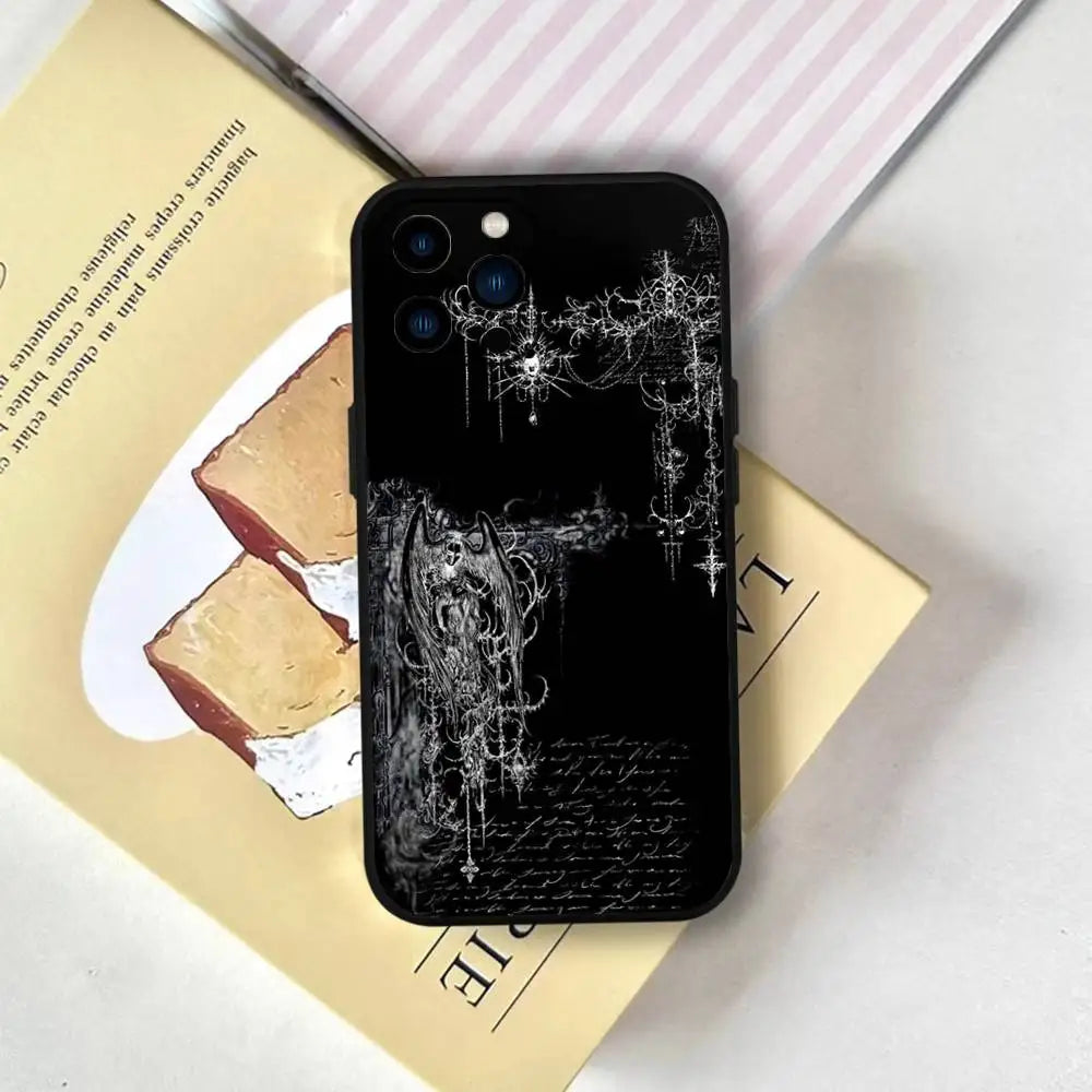 1pc Gothic Cyber Sigil Cross Phone Case Silicone Soft For IPhone 17 Air 16 15 14 13 12 11 Plus Pro Max Plus
