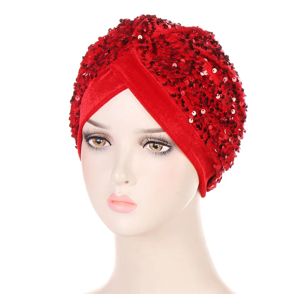 New Women Velvet Turban Hat Muslim Twist Solid Color Hijab Chemo Cap Head Wrap Headscarf Beanies Bonnet Headscarf Turbante Mujer