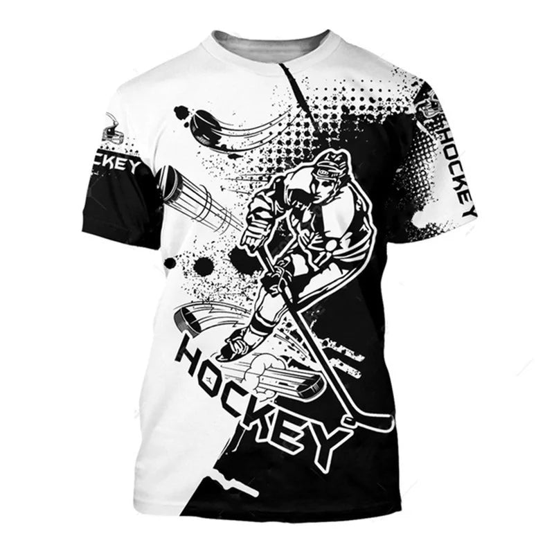 Summer New 3D Sports Hockey Printing T Shirt Hockey Fitness Lovers Graphic T-shirts For Men Gym Short Sleeves Fashion Tee Shirts