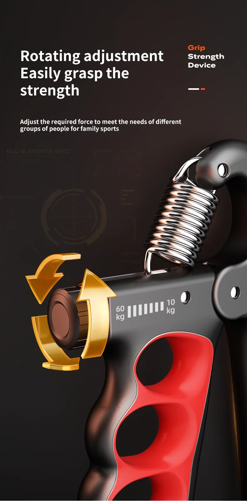 Grip Strengthener Gym Training Hand Exerciser Adjustable 5-100KG Fitness Unisex Finger Rehabilitation Training Hand Grip pesas