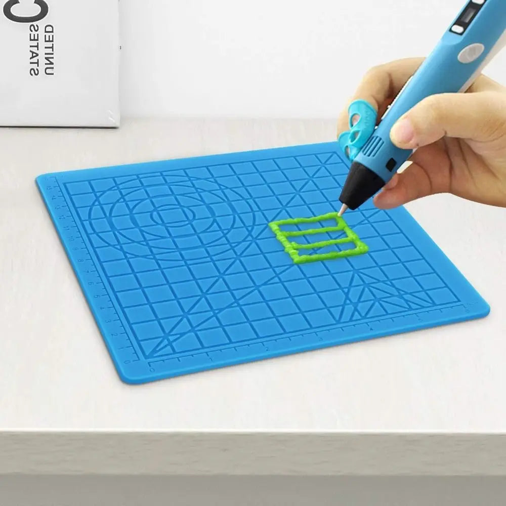 3D Printing Drawing Pen Silicone Design Pad with Basic Stencil Comes with 2 Silicone Finger Cots Excellent 3D Pen Drawing Tool