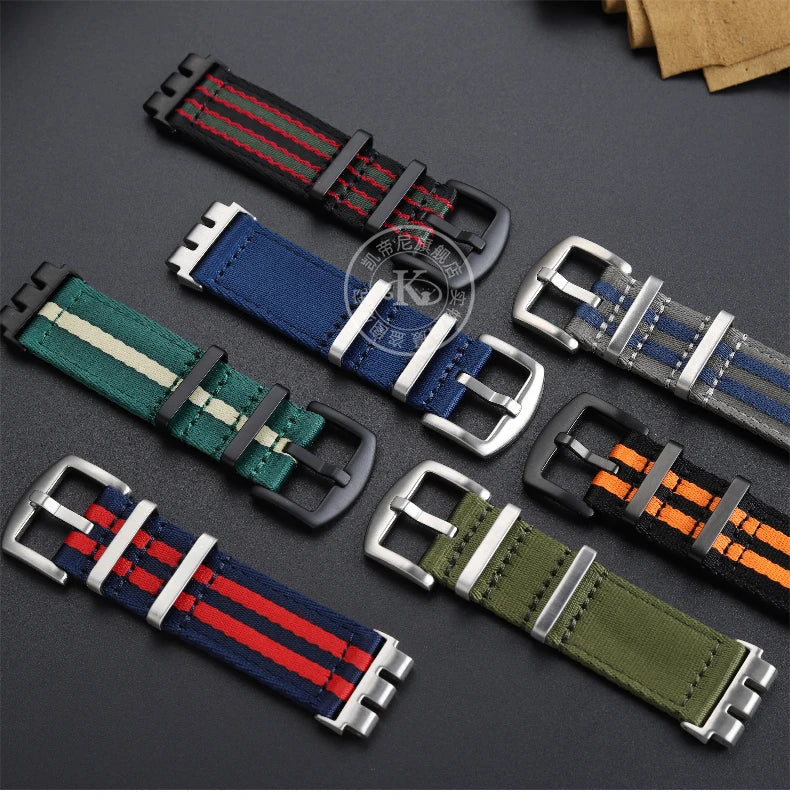 17mm 19mm 21mm Nylon WatchBand For SWATCH YVS420 YVS454 YVS451 YVS400 YVB404 Watch Strap Soft Canvas Watch Chain Men Women