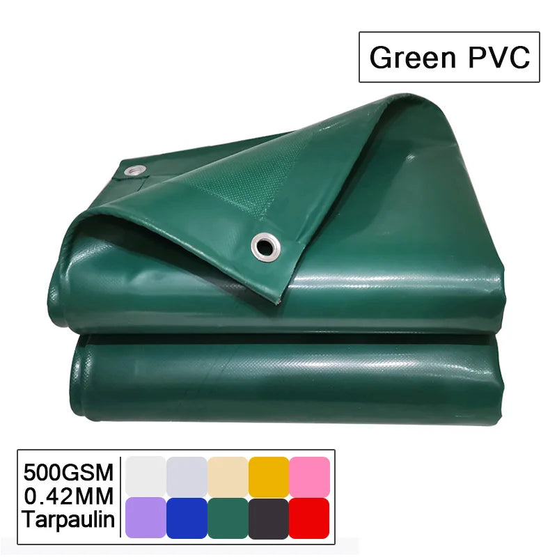 500gsm PVC Tarpaulin Waterproof Heavy Customizable Tarp Cover Canopy Awning Rainproof Planting Courtyard Gazebo Balcony Pavilion