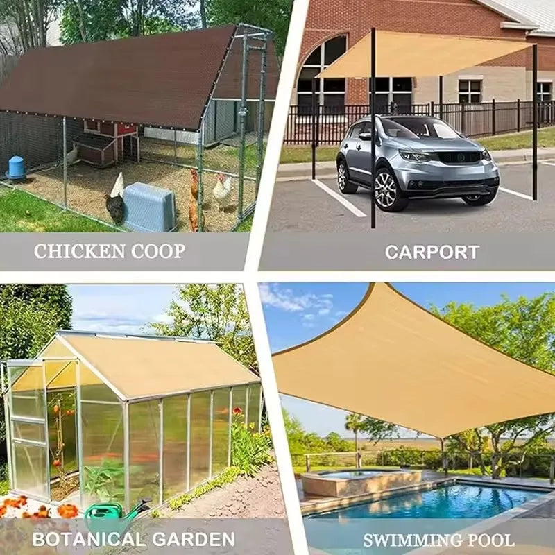2x2m/2x4m Black Sun Shade Net Beige Shading Net UV Protection Plant Shed Outdoor Sunshade Mesh HDPE Sunscreen Fabric Sunshade