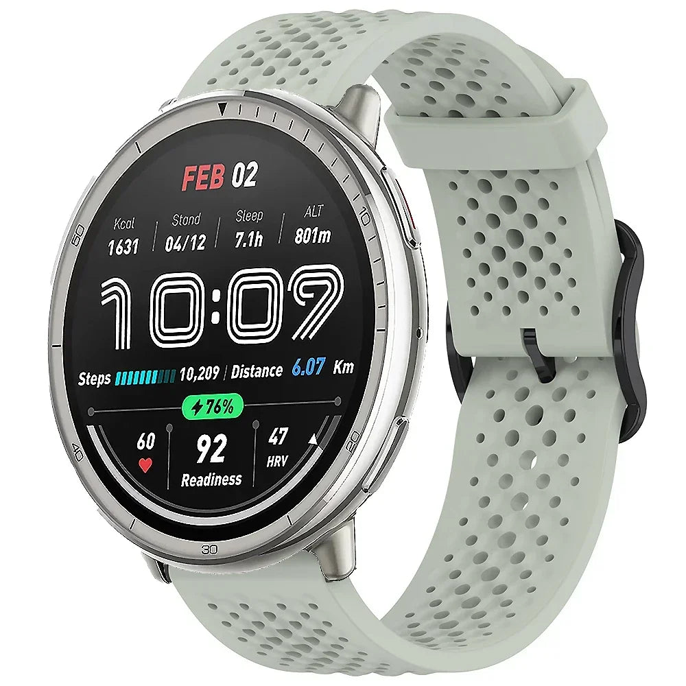 20mm 22mm Silicone Strap For Amazfit Active 2/GTS 4/3/2 Sports Breathable Bracelet Wristband Amazfit Bip 6/5 GTR 4/3 Accessories