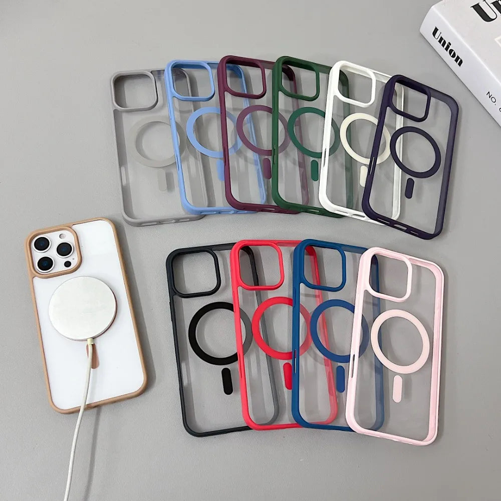 Luxury Original for Magsafe Transparent Phone Case For iPhone 16 Plus 15 ProMax 14 13 12 11 Mini Magnetic Protective Clear Cover