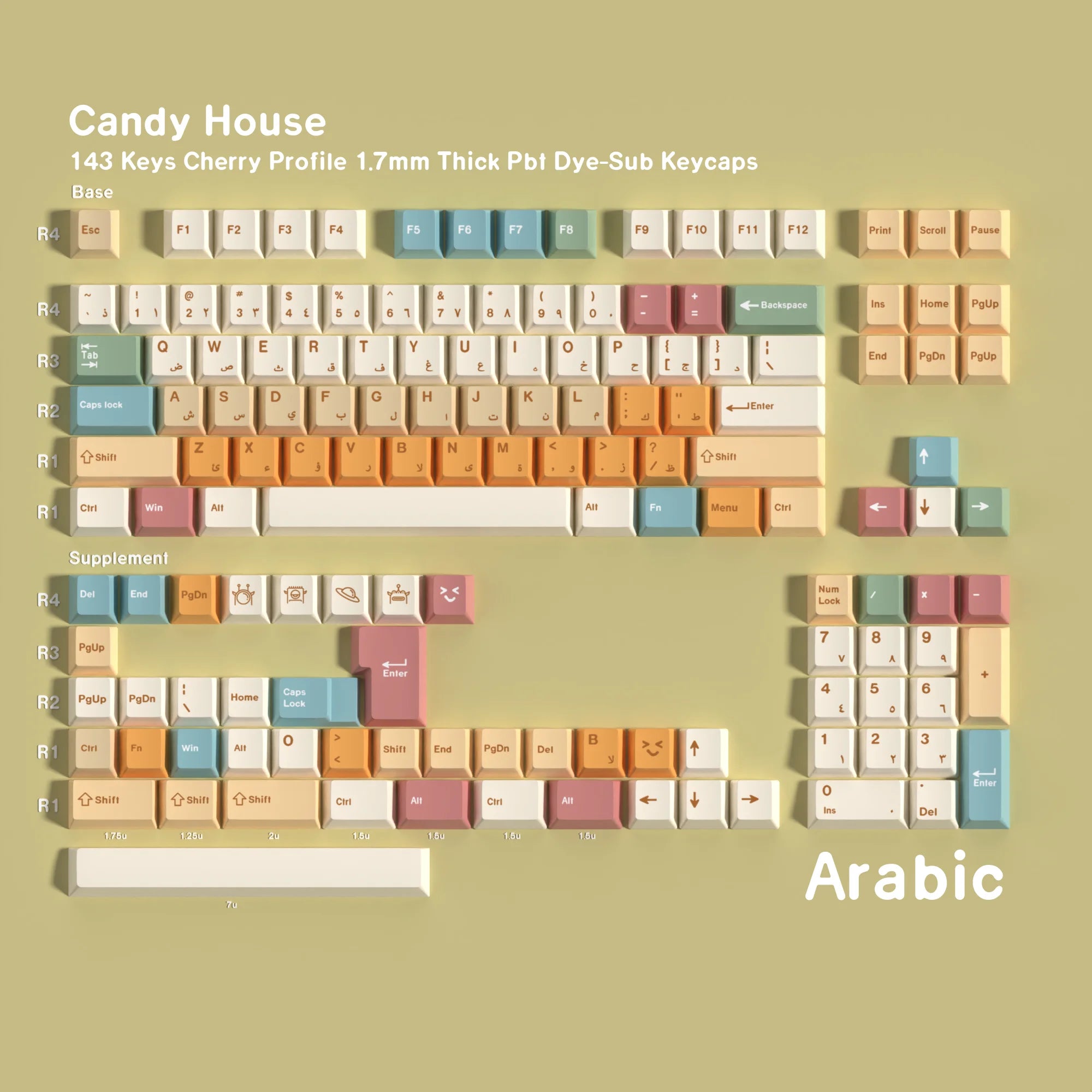 PBT Cherry Keycaps Candy House German Spanish French Korean Russian Keycap Dye Sub For Mechanical Keyboard Gaming RS6 V75X